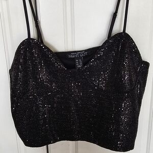 Vera Wang Black Sequin Bustier Camisole